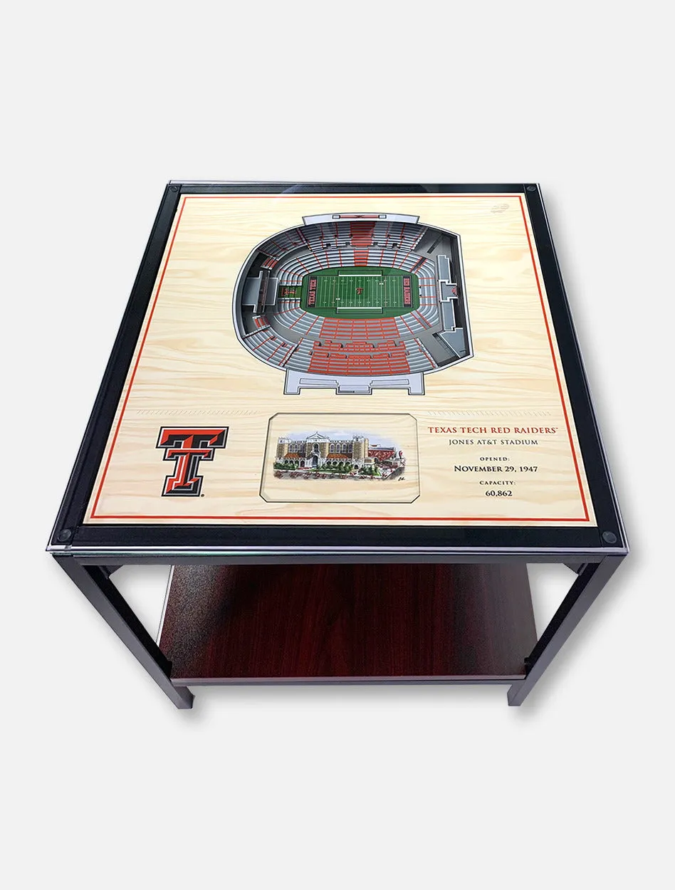 Texas Tech Red Raiders Three-Dimensional Twenty-Five-Layer View of Jones AT&T Stadium Lighted End Table