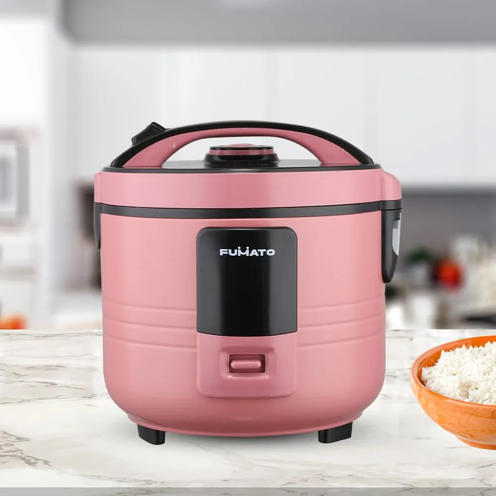 The Better Home FUMATO Slow Rice Cooker 1.5L 500W | 3-in-1 Electric Cooker, Boiler & Steamer | Aluminum Pot, Keep Warm Function, Cool Touch Body, Measuring Cup | 1 Year Warranty (Cherry Pink)