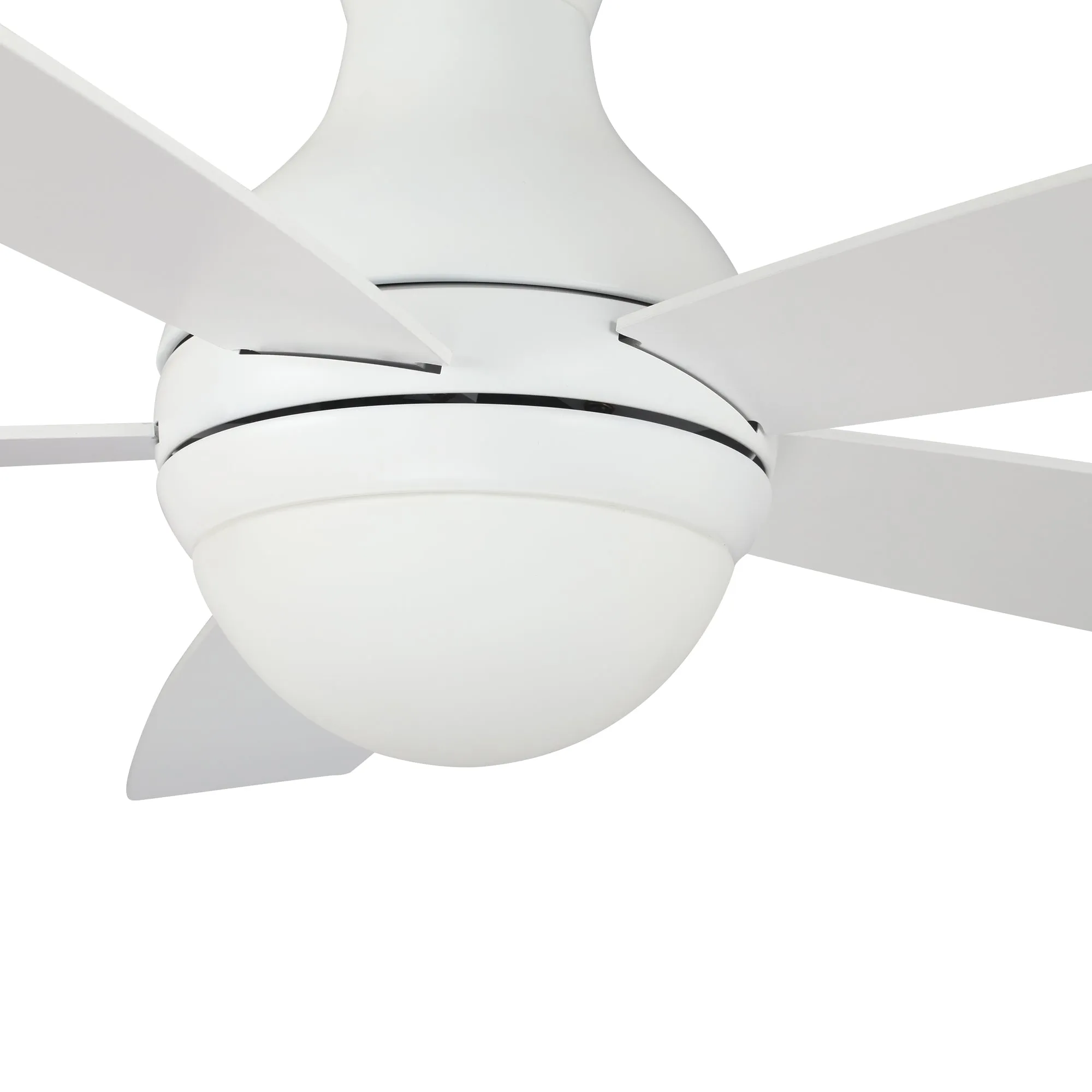 TWISTER 52 inch 5-Blade Flush Mount Smart Ceiling Fan with LED Light Kit & Remote- White/White