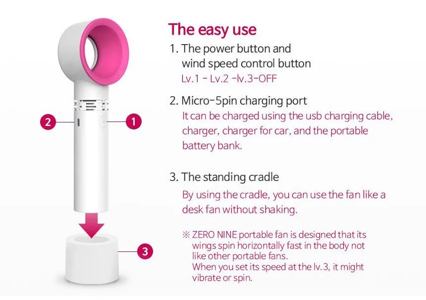 USB Bladeless Portable Handheld Fan (A Korean Innovation)