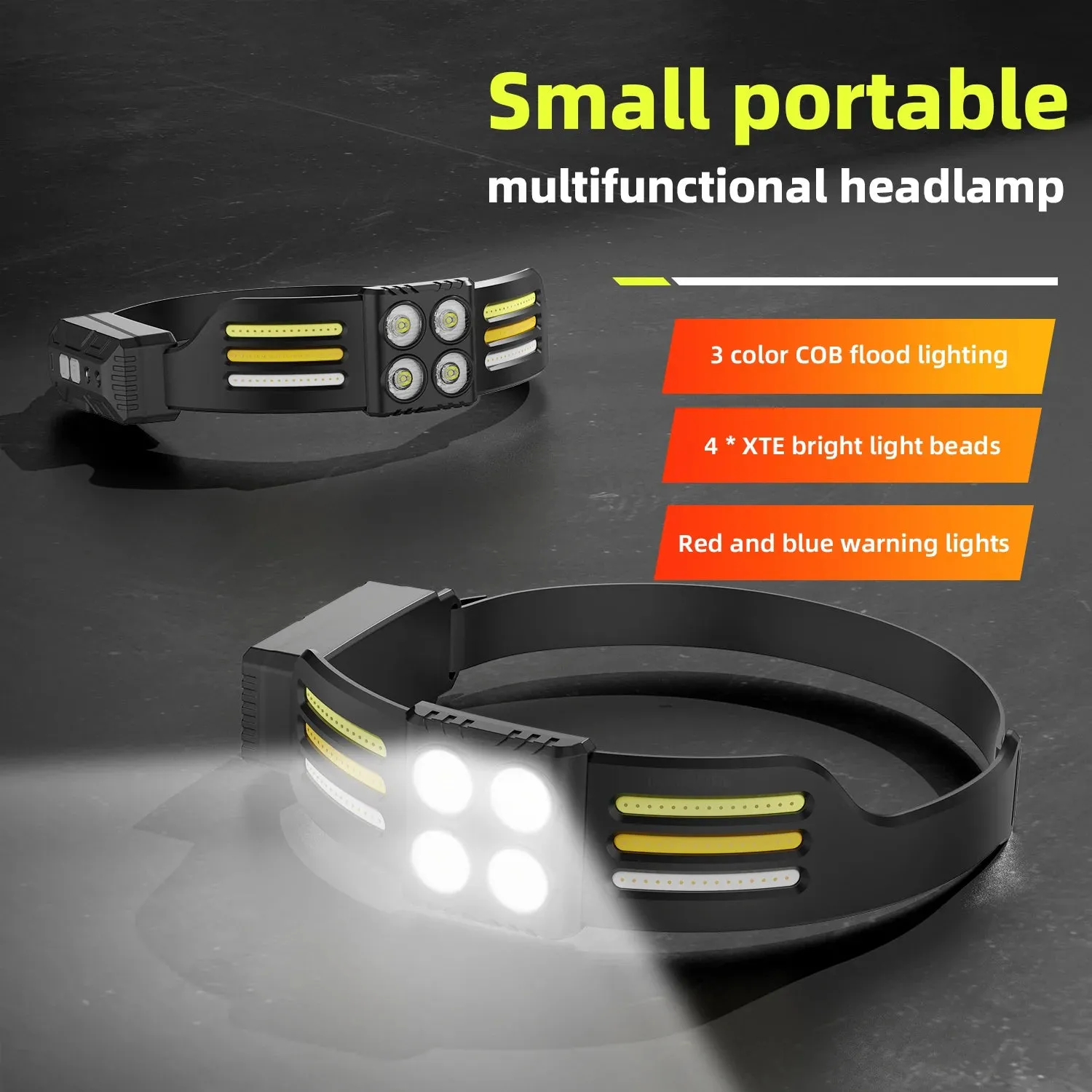 USB Rechargeable LED Sensor Headlamp XPE COB Headlight Led Head Torch Camping Search Light Head Flashlight for Fishing Lantern