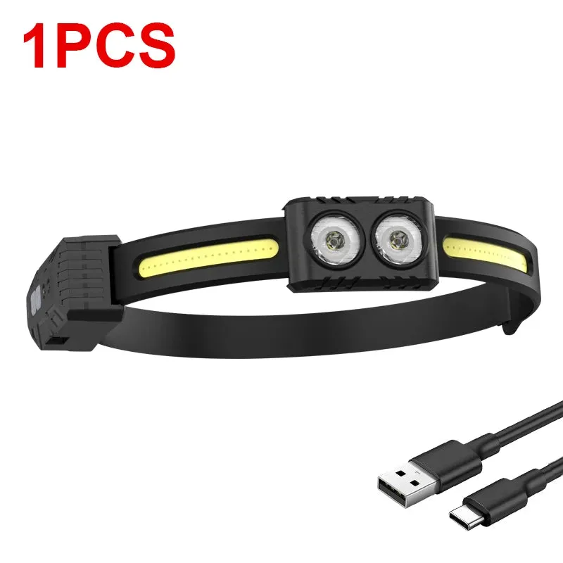 USB Rechargeable LED Sensor Headlamp XPE COB Headlight Led Head Torch Camping Search Light Head Flashlight for Fishing Lantern