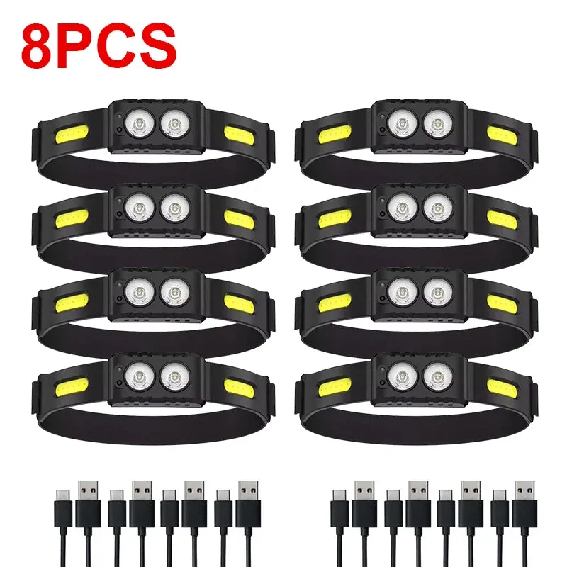 USB Rechargeable LED Sensor Headlamp XPE COB Headlight Led Head Torch Camping Search Light Head Flashlight for Fishing Lantern