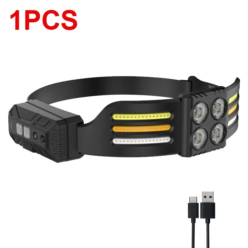 USB Rechargeable LED Sensor Headlamp XPE COB Headlight Led Head Torch Camping Search Light Head Flashlight for Fishing Lantern