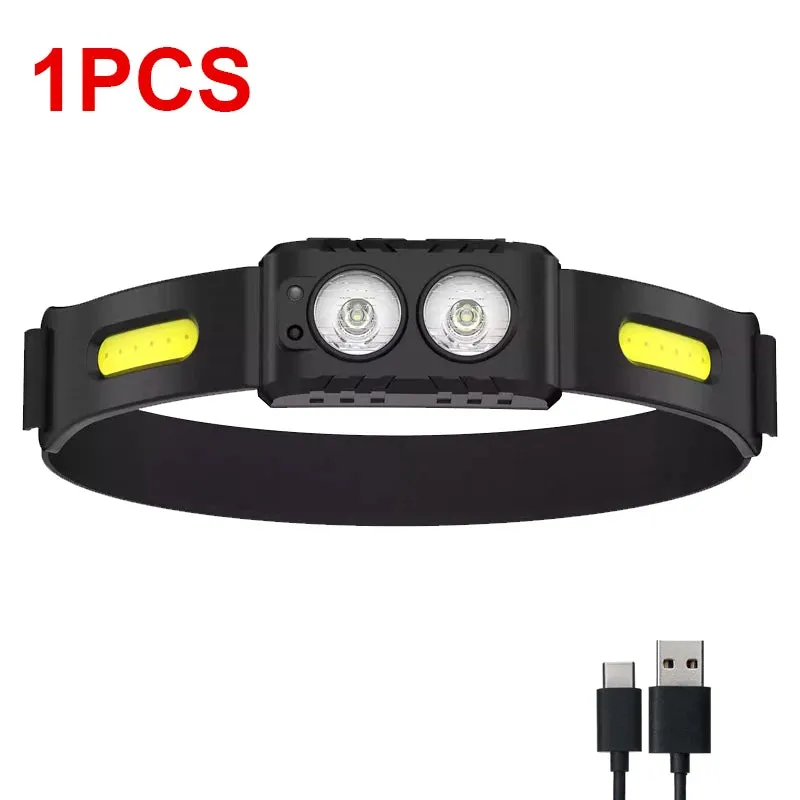 USB Rechargeable LED Sensor Headlamp XPE COB Headlight Led Head Torch Camping Search Light Head Flashlight for Fishing Lantern