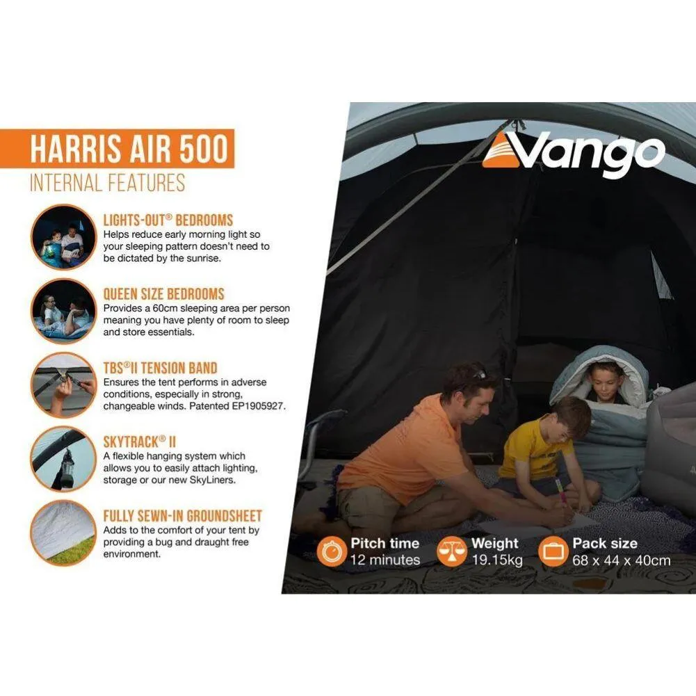 Vango Harris Air 500 Tent - 5 Man Airbeam Tent (Mineral Green)