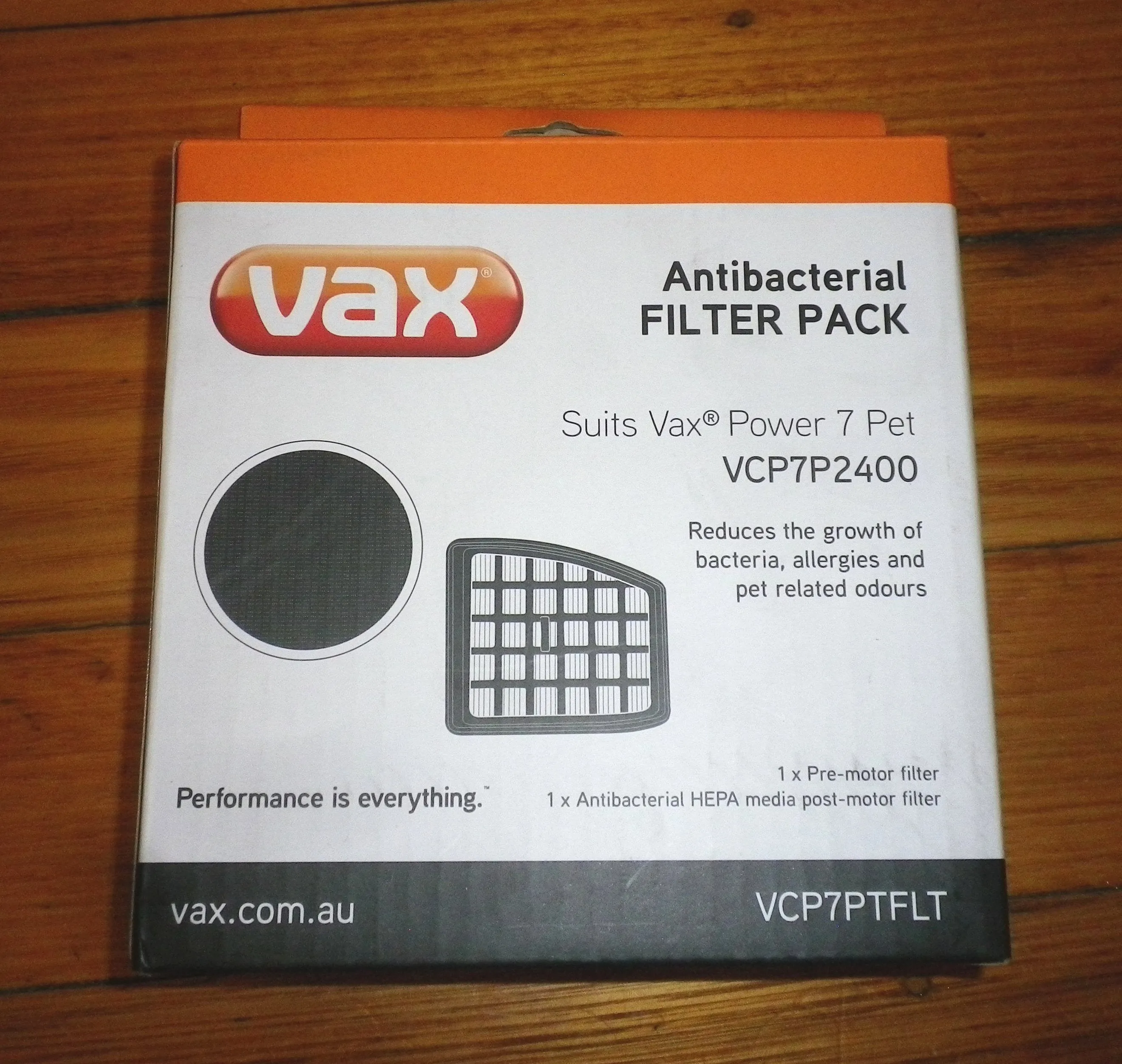 Vax Genuine Power 7 Pet Antibacterial Hepa Filter Set - Part No. VCP7PTFLT