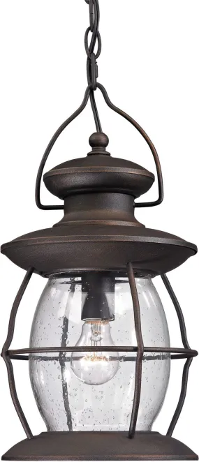 Village Lantern 1 Light Outdoor Pendant In Weathered Charcoal