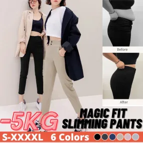 Weekend X Ob Design Women Work Casual Slimming Fit Elastic Waist Long Straight Pants Trousers Plus Size