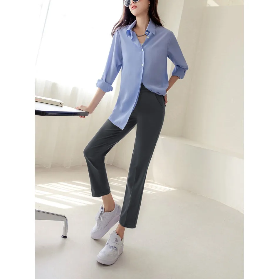 Weekend X Ob Design Women Work Casual Slimming Fit Elastic Waist Long Straight Pants Trousers Plus Size