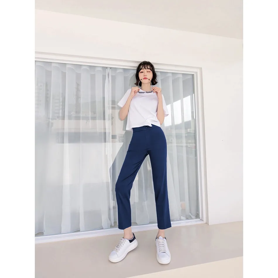 Weekend X Ob Design Women Work Casual Slimming Fit Elastic Waist Long Straight Pants Trousers Plus Size