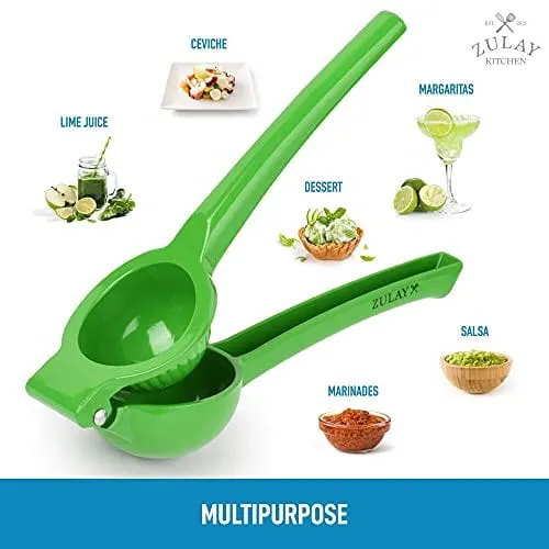 Zulay Premium Quality Metal Lime Squeezer, Citrus Juicer, Manual Press for Extracting the Most Juice Possible - Lime Juicer