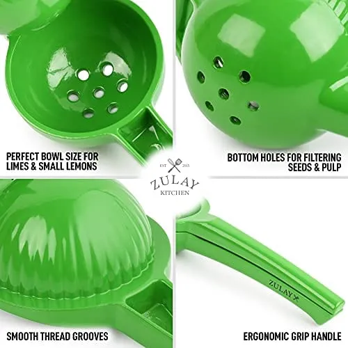 Zulay Premium Quality Metal Lime Squeezer, Citrus Juicer, Manual Press for Extracting the Most Juice Possible - Lime Juicer